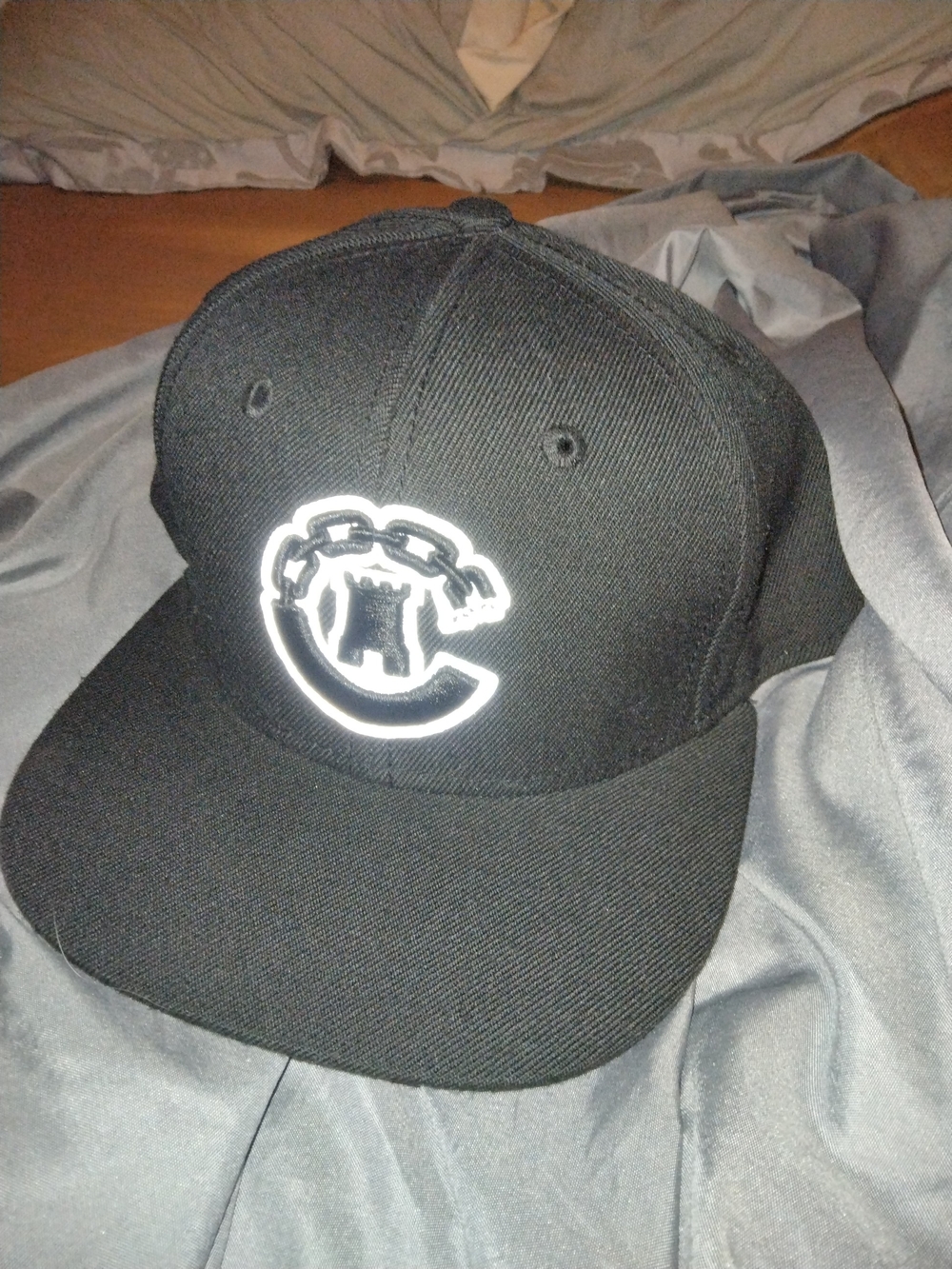 Crooks And Castle Black Snapback Hat with Reflective Logo